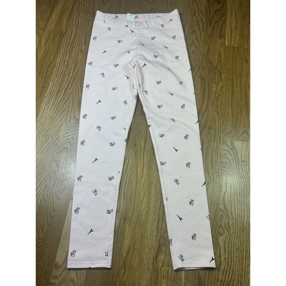 Janie And Jack Pink Eiffel Tower Floral Pants Leggings Girls Sz 12